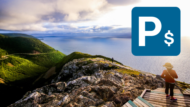 Picture of the Skyline Trail with a paid parking logo in the top right-hand corner. 