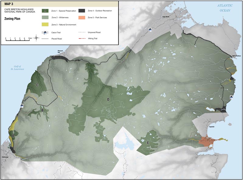Map 3: Cape Breton Highlands National Park Zoning Plan