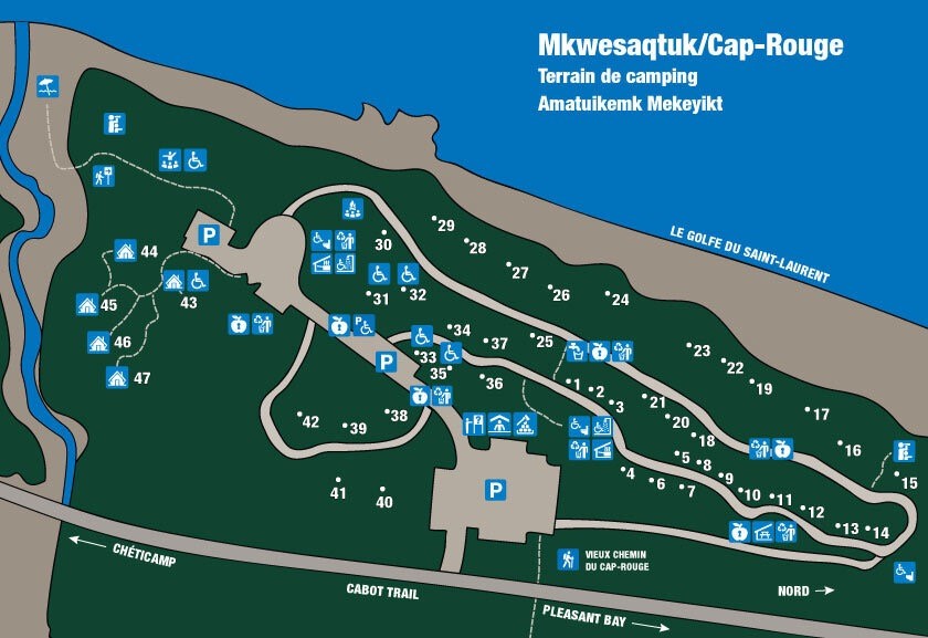 Carte du terrain de camping Mkwesaqtuk/Cap-Rouge