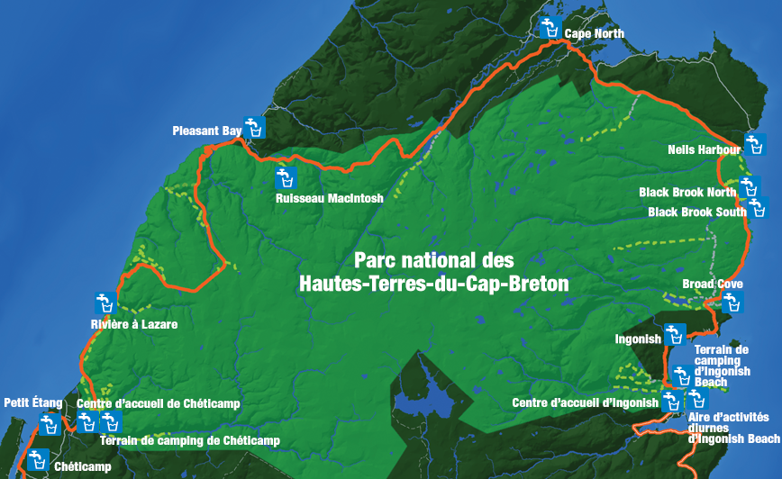 Carte : Eau potable le long du Cabot Trail