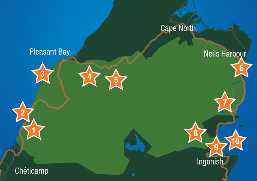 Map: Perfect Picnic places in Cape Breton Highlands National Park