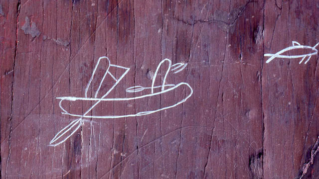 Two people in a canoe