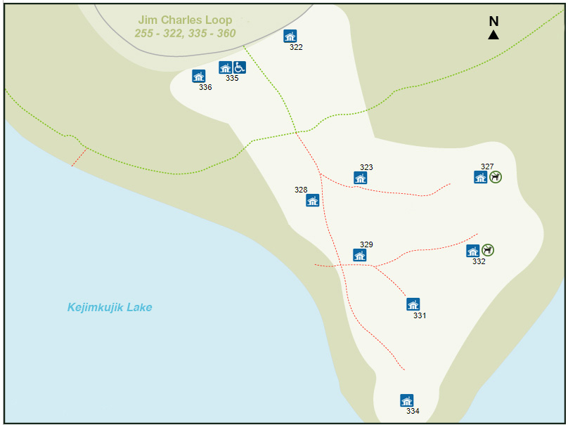 Map of the oTENTik village in Jim Charles Loop
