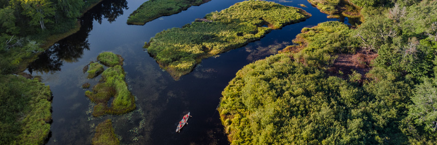 photo aérienne d'une voie navigable à Kejimkujik