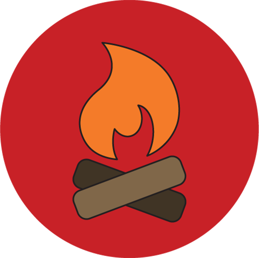 Interdit en cas d'interdiction de faire du feu : feux de camp alimentés au bois.