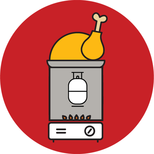 Interdit en cas d'interdiction de faire du feu : friteuses à dinde.