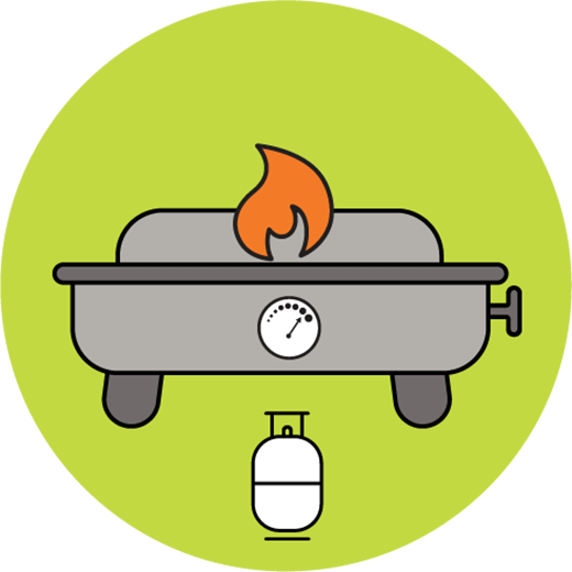 Réchauds et barbecues au gaz ou au propane.