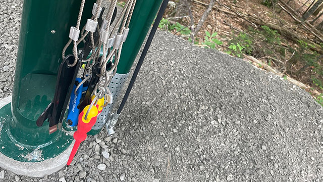 Tools for repairing bicycles.