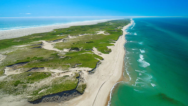 Aerial view of Sable Island National Park Reserve.