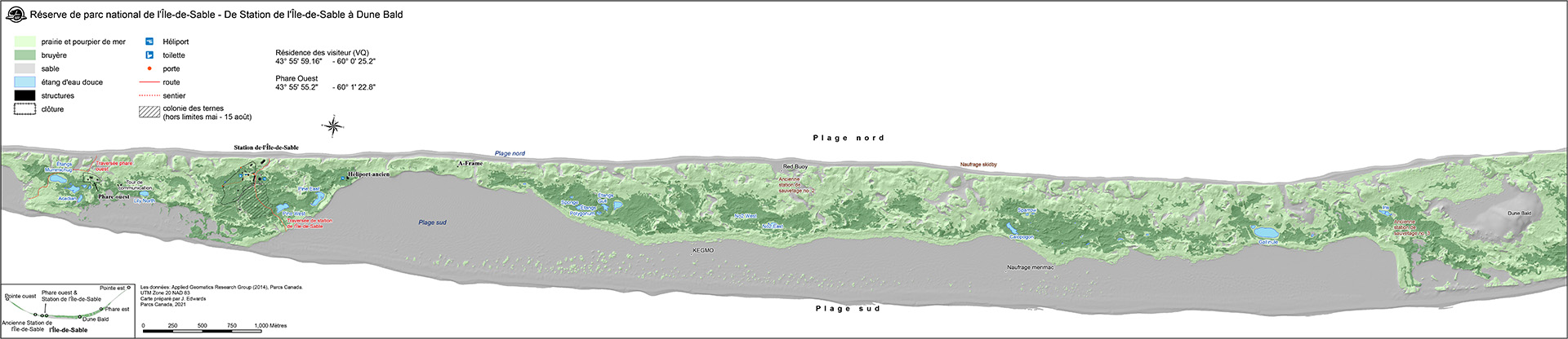 Sable Island topographic map 2021