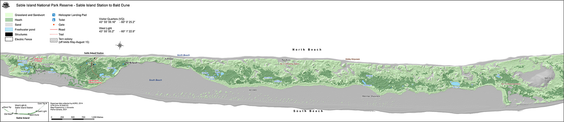 Sable Island topographic map 2021