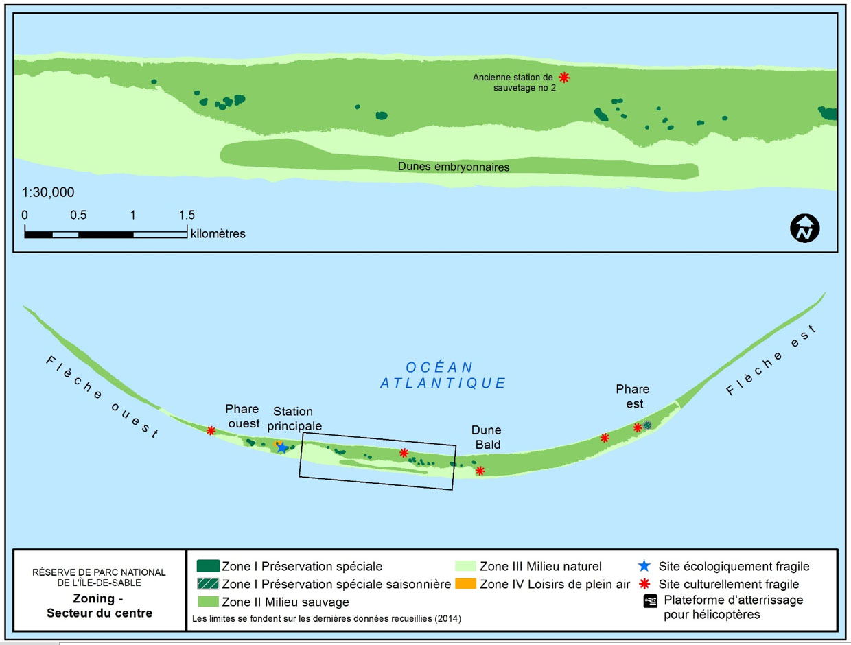 Carte de zonage – secteur du centre de réserve de parc national de l’Île-de-Sable