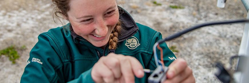 A person wiring a circuit