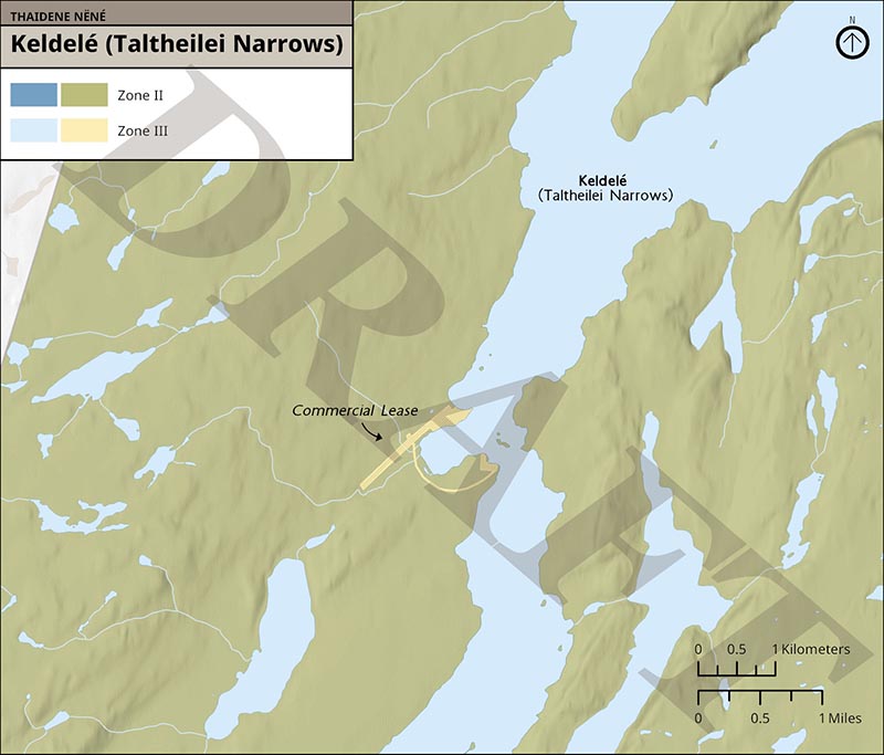 Map 3: Zone III Keldelé (Taltheilei Narrows) (Commercial Lease) , text description follows