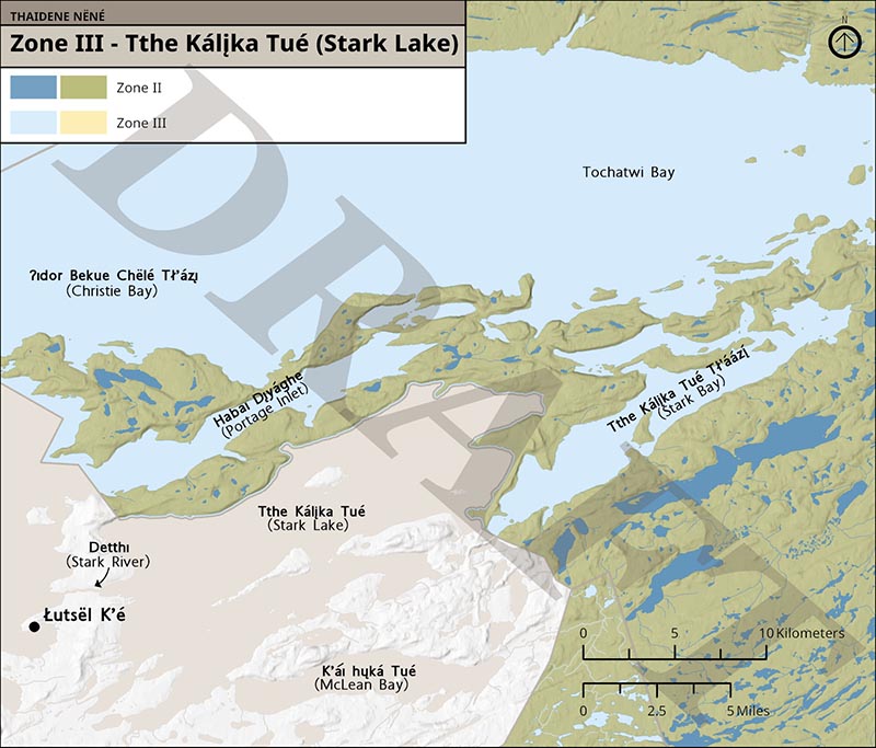 Map 4: Zone III Tthe Kálįka Tué (Stark Lake), text description follows