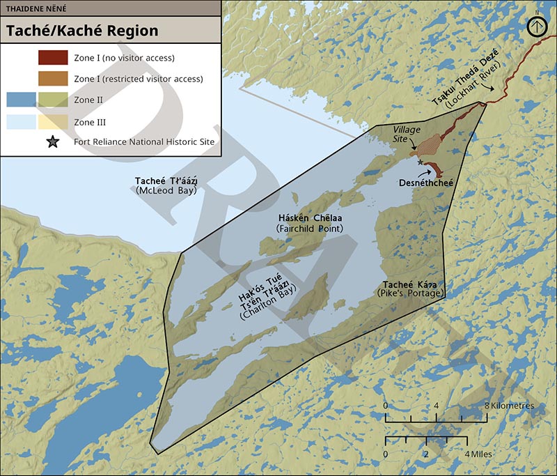 Map 8: Culturally Sensitive Area - Taché/Kaché Region Draft Outline, text description follows