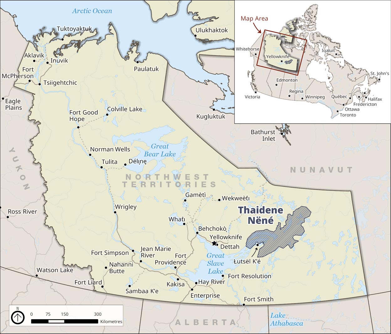 Figure 1 – Where is Thaidene Nëné Indigenous Protected Area, text description follows