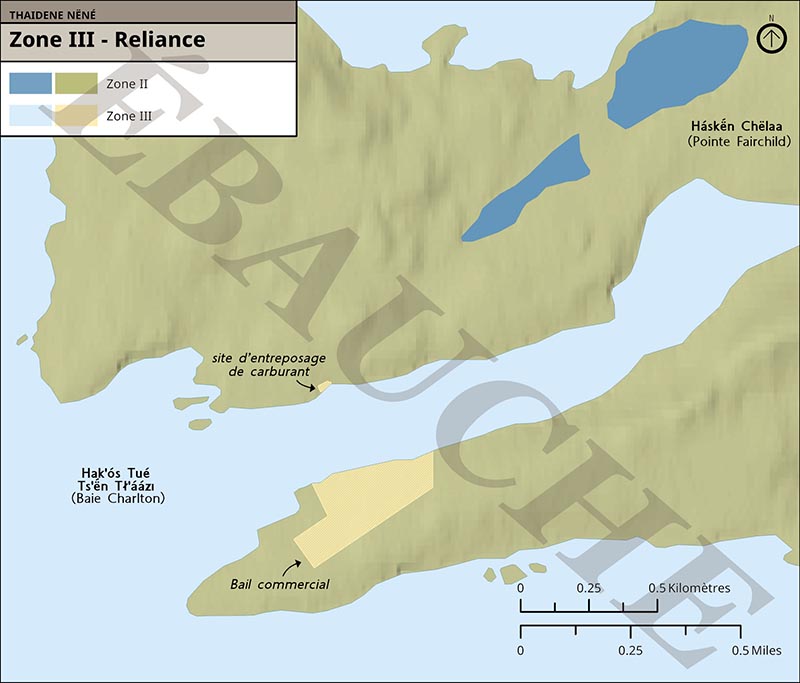 Carte 6 : Zone III – Cache de carburant et bail commercial de Reliance, version textuelle suit