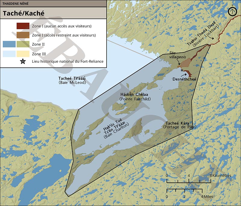 Carte 8 : Aire culturellement sensible – Tracé provisoire de la région de Taché/Kaché, version textuelle suit