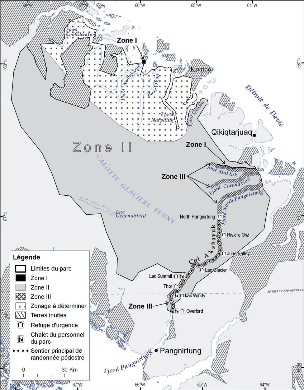Figure 9 : Zonage du parc national Auyuittuq