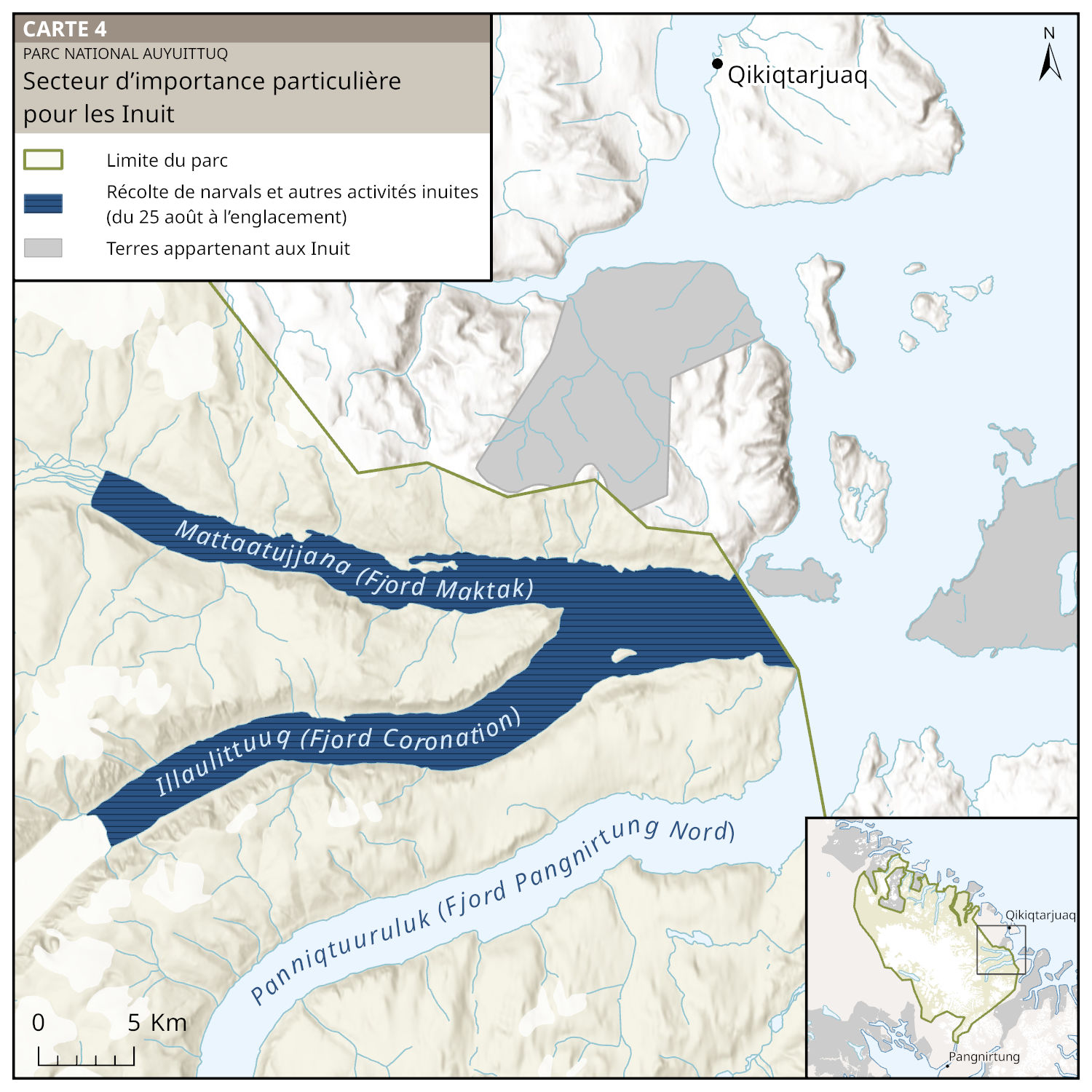 Carte 4 : Secteur d’importance particulière pour les Inuit, version textuelle suit. 