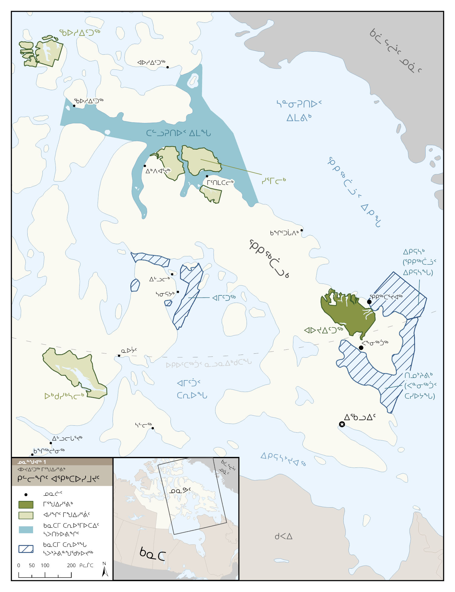Carte 1 : Cadre régional du parc national Auyuittuq, version textuelle suit. 