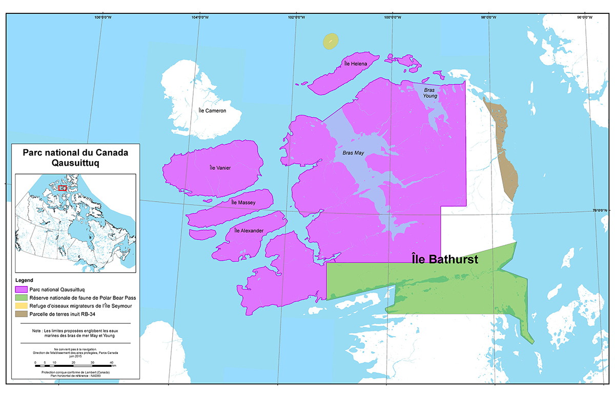 Carte du parc national Qausuittuq