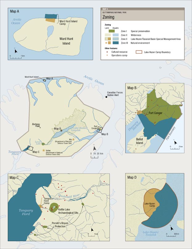 Map 3: Quttinirpaaq National Park Zoning, text description follows