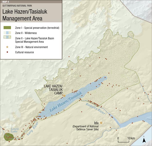 Map 4: Lake Hazen/Tasialuk Basin Special Management Area, text description follows