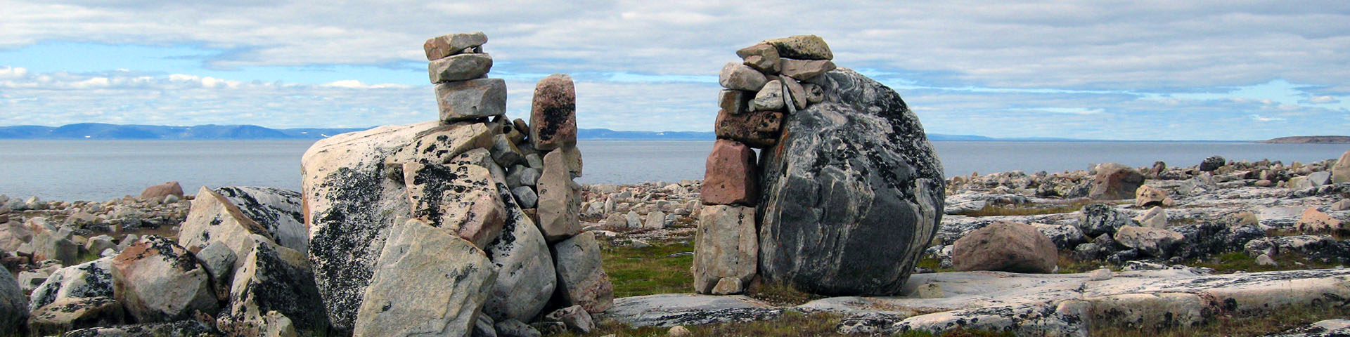 Two rock structures overlooking Wager Bay.