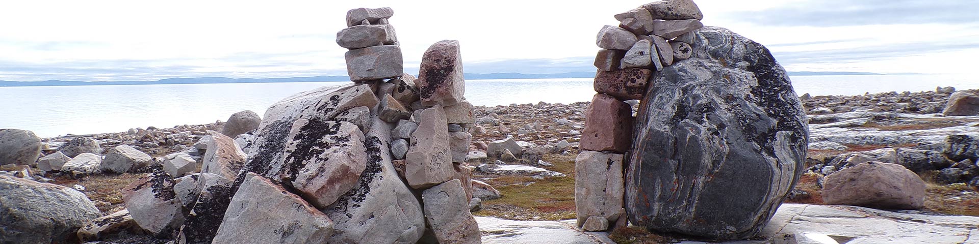 A rocky vista along a shoreline in Ukkusiksalik National Park.