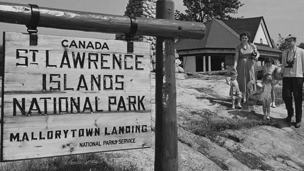 Family at Mallorytown Landing, Thousand Islands National Park. June 1955.
