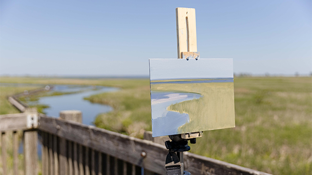 Painting of the marsh from an artist in a previous residency