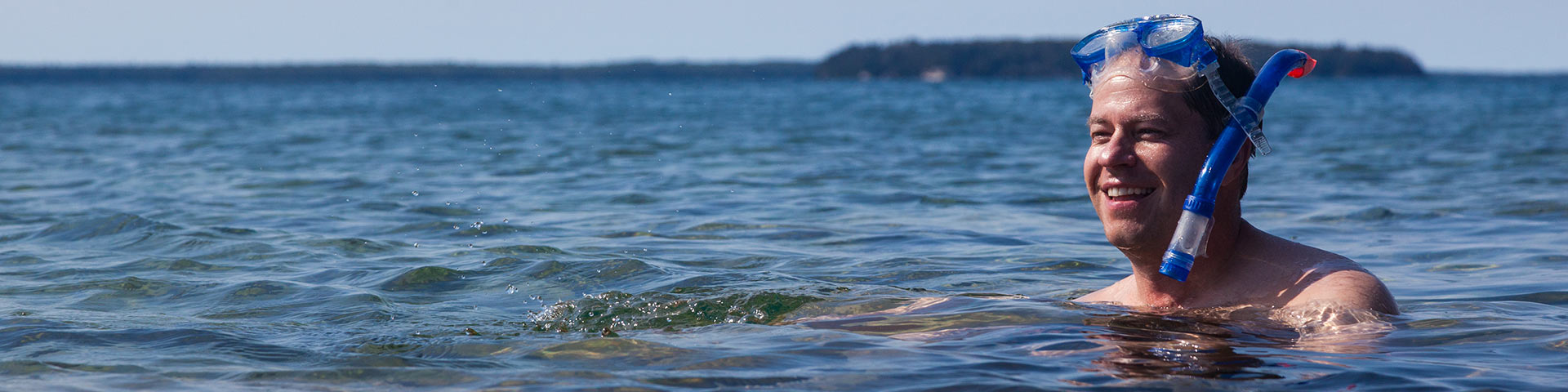 A snorkeler in the water.