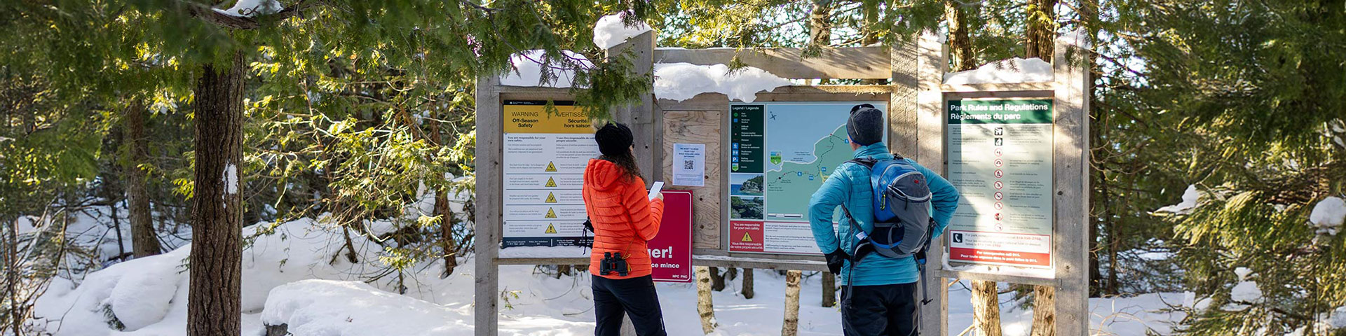 Signe pour le parc couvert de neige