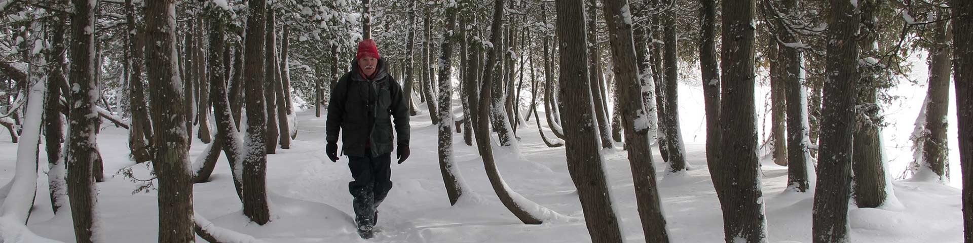 Un homme fait de la raquette dans la neige.