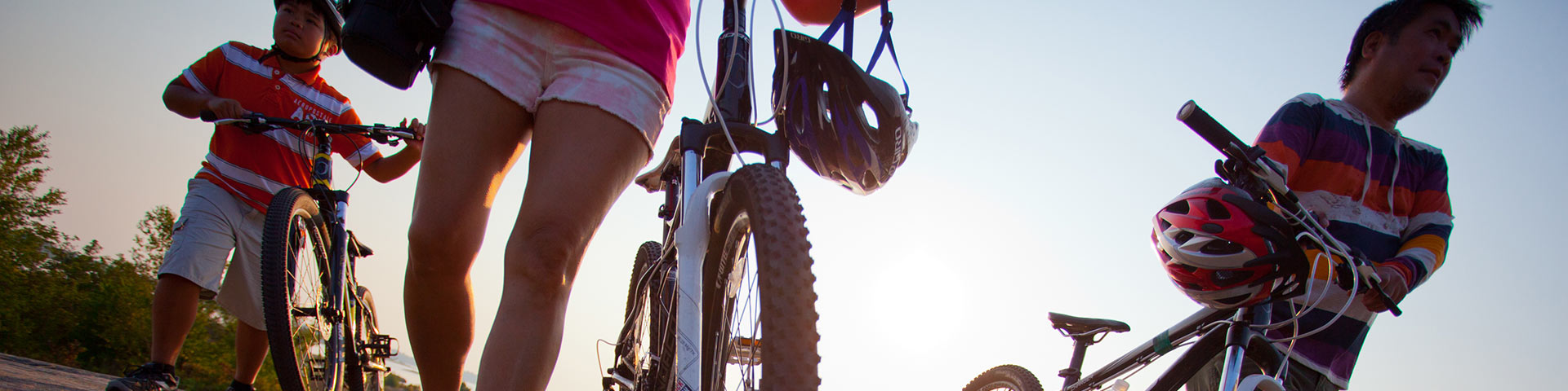 A family on bikes