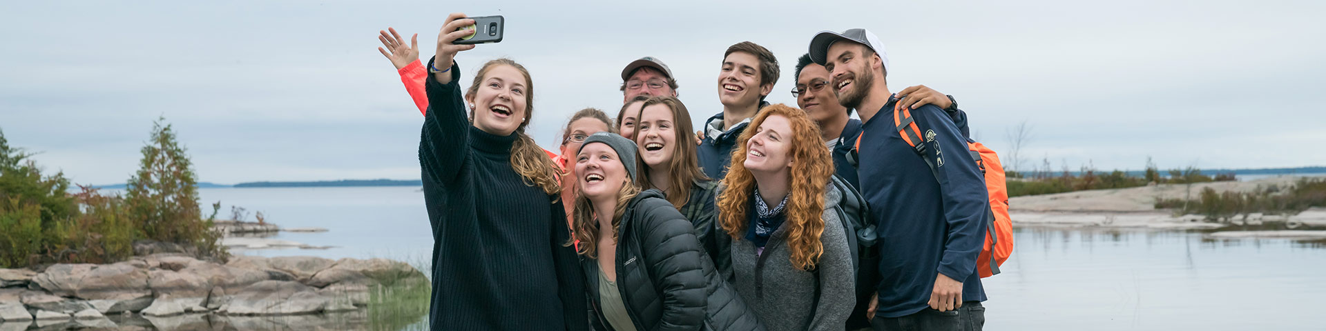 A group takes a photo