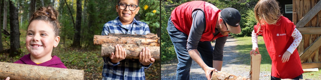 Gathering wood at the campground.