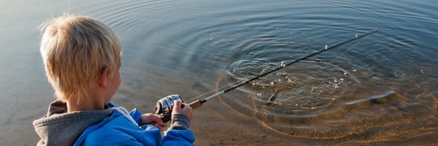 A child fishing.