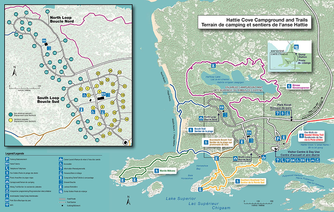 Hattie Cove campground and trails map
