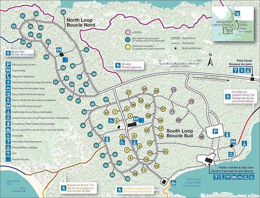 Hattie Cove campground and trails map