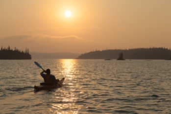 Paddling into the sunset