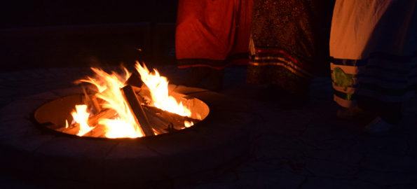 Anishinaabe Kwe (Ojibway women) at the fire circle.