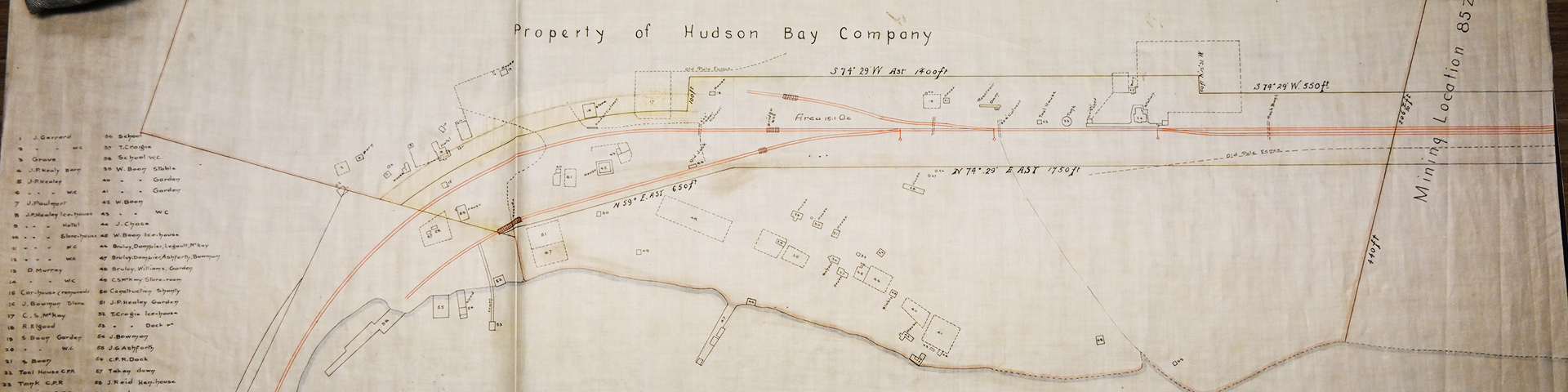 Carte de la station Rossport du CP, vers 1896-1908, photographiée aux Archives de la Compagnie de la Baie d’Hudson, Archives du Manitoba.