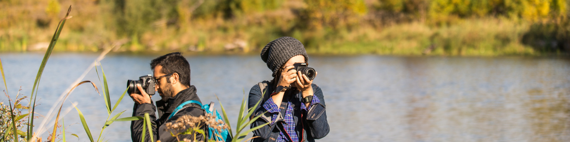 Two photographers take photos near Rouge Marsh