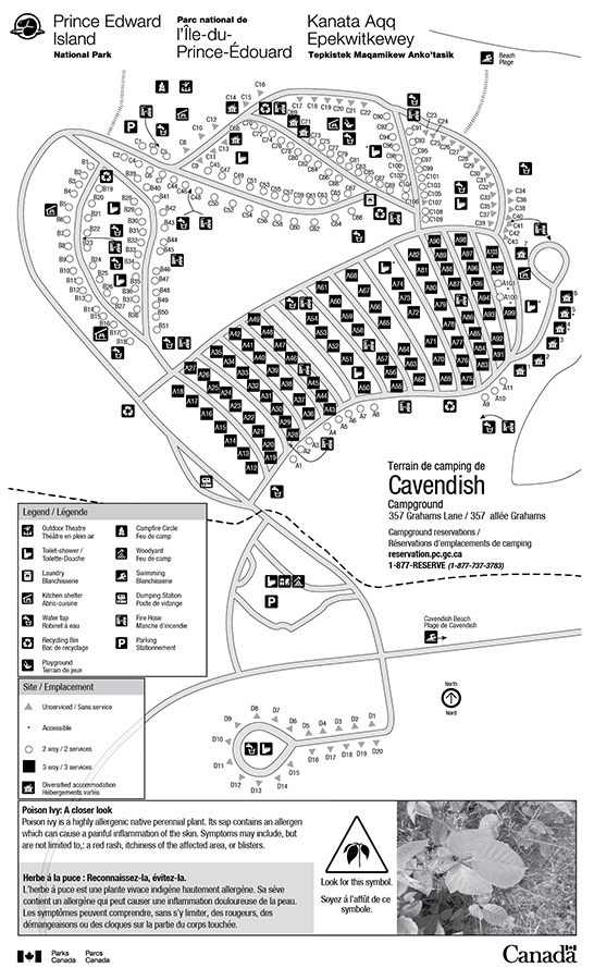 Cavendish campground map of sites