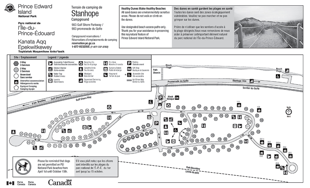 Carte du terrain de camping de Stanhope
