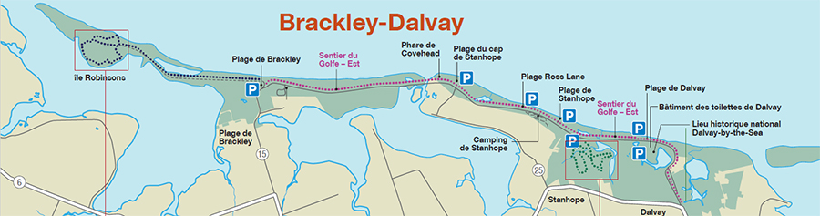 Carte des sentiers de Brackley à Dalvay