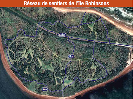 Carte des sentiers de l'île Robinsons